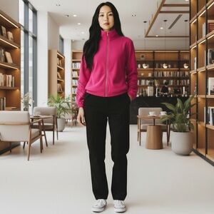 Chico’s Zenergy Women’s Hot Pink Full Zip Athleisure Warm Up Jacket